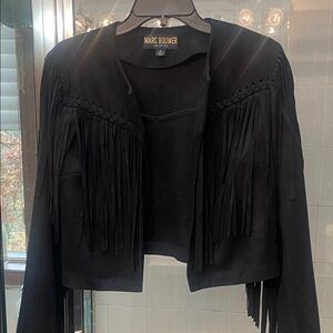Marc Bouwer Black Suede Fringe Jacket